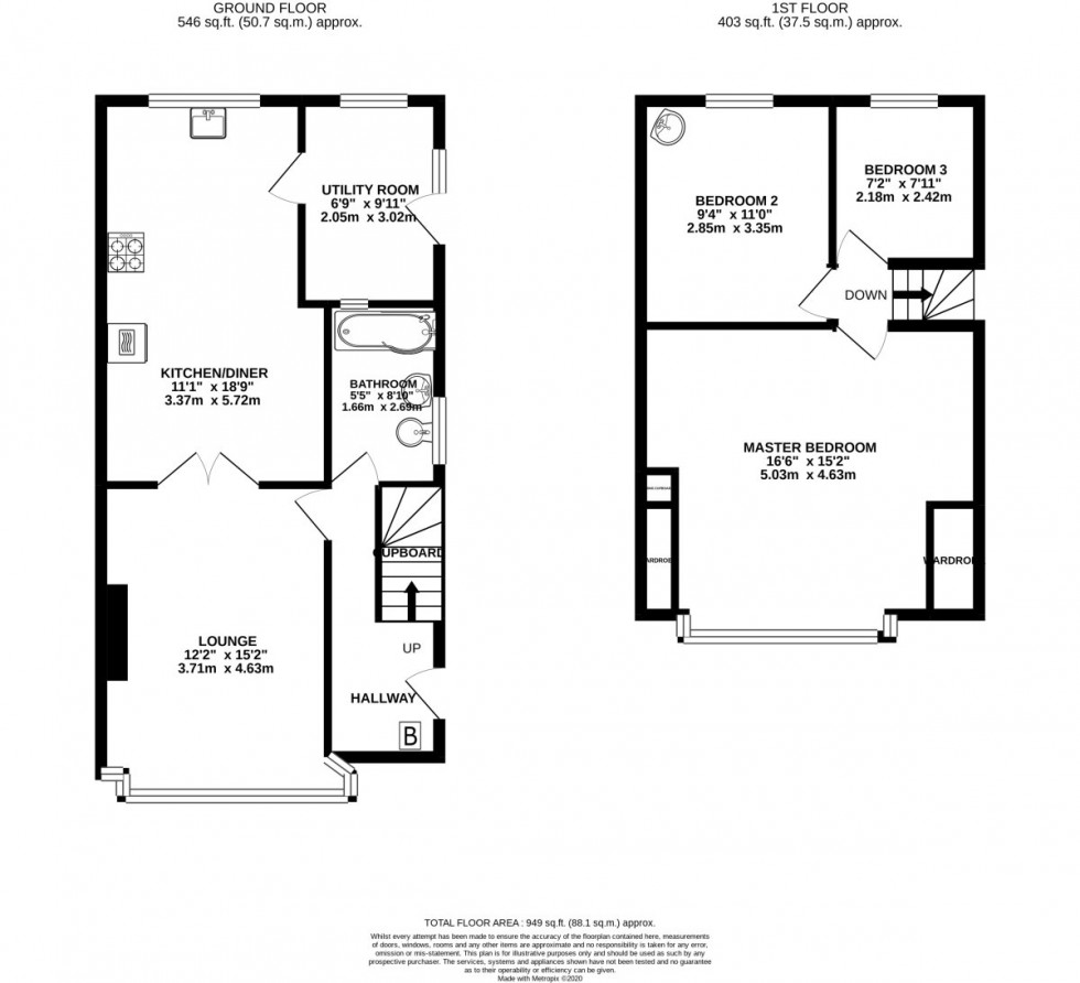 Floorplan for Ewell Way, Totton